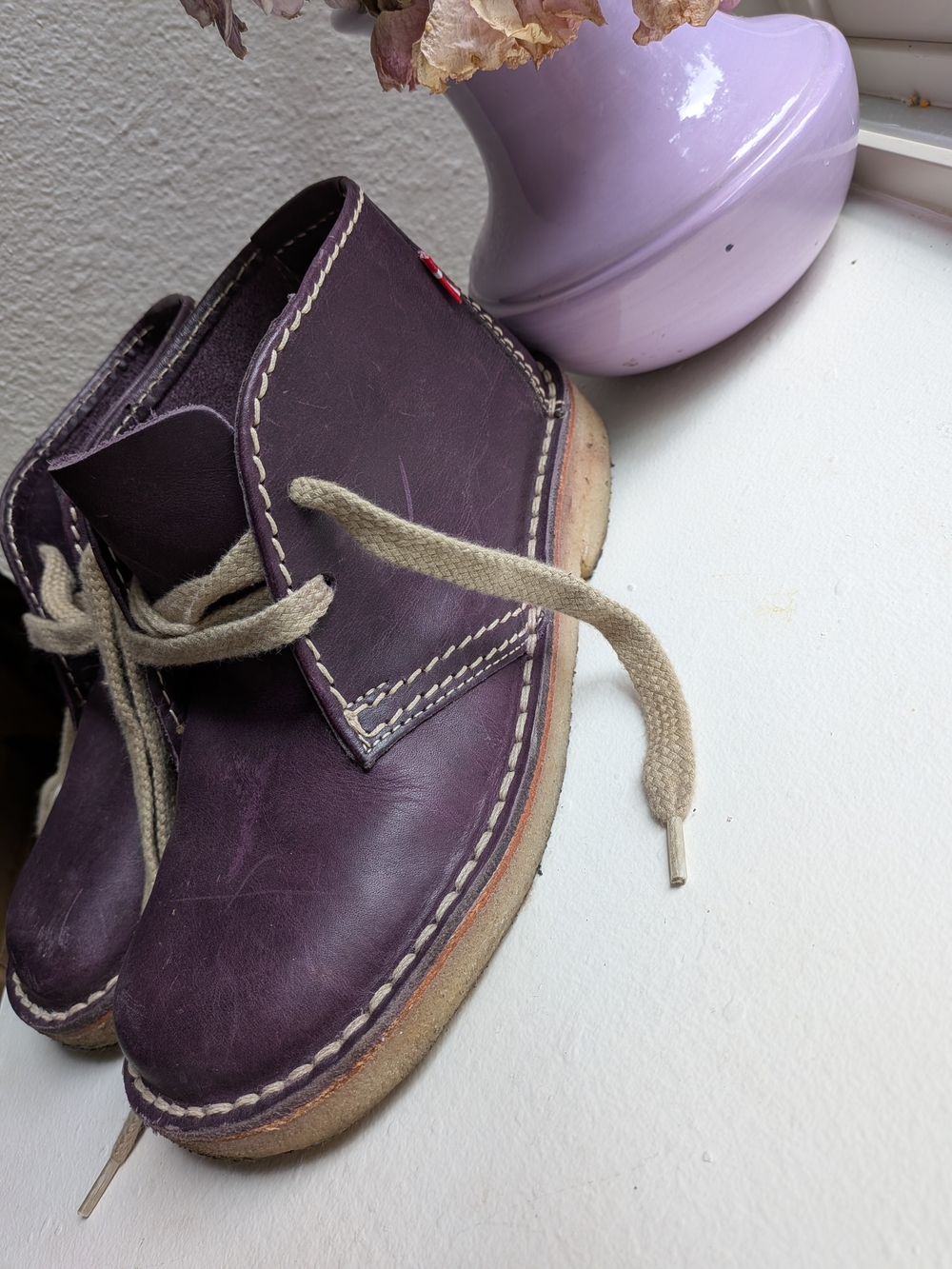 Duckfeet 36 Sjealland Plum Purple Leather Lace-Up Boots - Picture 2 of 8